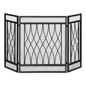 Imagine HOMCOM Grilă de protecție pentru șemineu - Paravan larg pentru șemineu sau sobă - Protecție contra scânteilor - barieră de siguranță - 3 panouri pliabile - metal negru | Aosom Romania