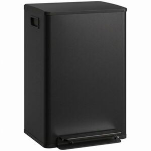 Imagine HOMCOM Coș de gunoi bucătărie 50L, coș cu pedală, coș interior detașabil, capac cu închidere silențioasă, 41, 7x36, 6x62cm, negru | Aosom Romania