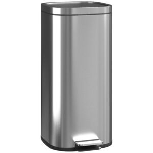 Imagine Coș de Gunoi HOMCOM de 30L cu Închidere Amortizată și Găleată Detașabilă, Pedală din Metal și PP, 29x36x59, 5 cm, Argintiu | Aosom Romania