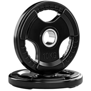 Imagine SPORTNOW Set discuri sală olimpice 2x10 kg, orificiu Ø5 cm, discuri greutate, acoperite cu cauciuc, 3 mânere ergonomice, negru | Aosom Romania