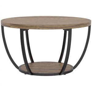 Imagine HOMCOM Măsuță de cafea cu 2 nivele, masă de living 80 x 80 x 43, 8 cm, Maro/Negru | Aosom Romania