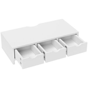 Imagine HOMCOM Ridicător monitor, Suport pentru birou cu 3 sertare pentru PC/Laptop 51x24x13 cm Alb | Aosom Romania