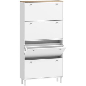 Imagine HOMCOM Dulap pentru Pantofi 32 Perechi cu 4 Sertare Rabatabile, Rafturi Reglabile, Modern, 80 x 23, 5 x 157 cm, Alb | Aosom Romania