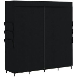 Imagine HOMCOM Dulap Textil Compact cu 5 Bare, 4 Rafturi, 6 Buzunare Laterale, Uși Antipraf cu Fermoar, Negru | Aosom Romania