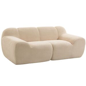 Imagine HOMCOM Canapea 2 locuri din chenille, canapea de living 174 cm, șezut și brațe late tapițate, complet comprimat, bej | Aosom Romania