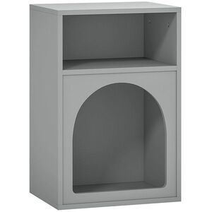 Imagine HOMCOM Noptieră îngustă cu 2 compartimente deschise, design în formă de arc, 40x30x60 cm, gri | Aosom Romania