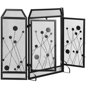 Imagine HOMCOM Paravan Antiscantei pentru Semîneu, Pliabil, Usa Magnetica, din Metal Otel, Negru, 125 x 80 cm Pliabil Magnetica | Aosom Romania