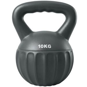 Imagine SPORTNOW Kettlebell 10 kg, ganteră tip bilă cu mâner antiderapant, pentru musculație și antrenament, pentru sală, Gri | Aosom Romania