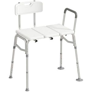 Imagine HOMCOM Banc de transfer pentru cadă, reglabil pe 10 niveluri, șezut lat, spătar, cotieră, 86x60x89-101cm, Alb | Aosom Romania