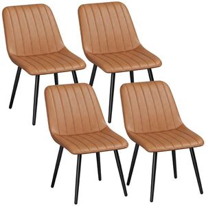Imagine HOMCOM Set de 2 scaune de sufragerie moderne, spătar și șezut curbat, cu tapițerie sintetică, 51x61x78cm, maro | Aosom Romania