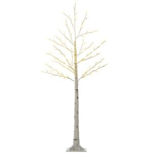 Imagine HOMCOM Mesteacăn artificial cu 120 LED-uri, 3 trepte de luminozitate, ramuri pliabile, IP44, 150 cm, Alb | Aosom Romania
