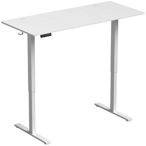 Imagine HOMCOM Birou Reglabil pe Înălțime cu 3 Memorii, Display LED, Cârlige, Plăci Aglomerate din Lemn, 140x60x72-118 cm, Alb | Aosom Romania