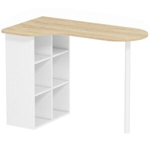 Imagine HOMCOM Birou neregulat 100 x 59 cm cu 6 compartimente, 4 rafturi reglabile și cadru din oțel, stejar | Aosom Romania