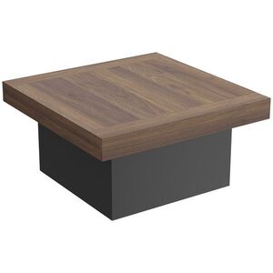 Imagine HOMCOM Masă de cafea pătrată cu iluminare LED 16 culori, masă de living modernă, 90 x 90 x 45 cm, nuc | Aosom Romania