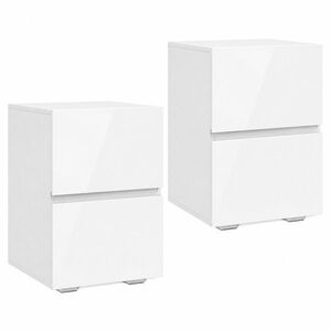 Imagine HOMCOM Set de 2 Noptiere cu 2 Sertare, Alb | Aosom Romania