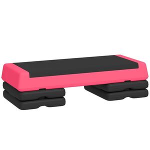 Imagine SPORTNOW Step de aerobic Step pentru fitness antiderapant Înălțime reglabilă 3 niveluri 77x36x20, 5cm roz și negru | Aosom Romania