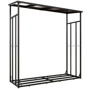 Imagine Outsunny Adăpost pentru lemne suport exterior sarcină maximă 2000 kg cu husă de protecție impermeabilă 185 x 62 x 184 cm negru | Aosom Romania