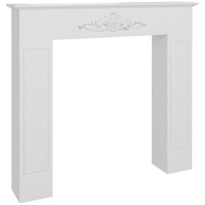 Imagine HOMCOM Mantou pentru șemineu cadru decorativ pentru șemineu electric 101 x 19 x 100 cm lemn alb | Aosom Romania