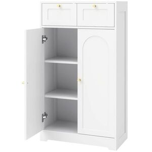 Imagine HOMCOM Dulap baie îngust cu 2 sertare, poliță reglabilă 60 x 30 x 108 cm Alb | Aosom Romania