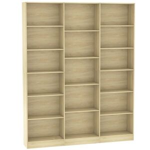 Imagine HOMCOM Bibliotecă 6 niveluri, Raft de depozitare cu 17 compartimente și rafturi reglabile, 149 x 23, 6 x 188 cm, Stejar | Aosom Romania