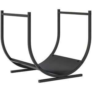 Imagine Outsunny Suport pentru lemne curbat robust pentru interior și exterior, cadru metalic, 43 x 33 x 38 cm, negru | Aosom Romania