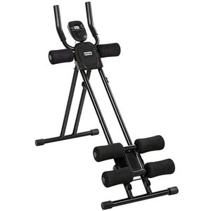 Imagine SPORTNOW Aparat pentru Abdomen Pliabil cu Ecran LCD, Șină Dublă, Spumă PVC, Cadru din Oțel, 92x41x83cm, Negru | Aosom Romania