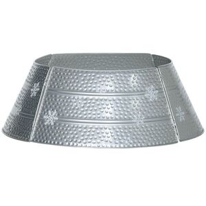 Imagine HOMCOM Fustă metalică pentru Brad Impermeabilă Decorațiune pentru Petreceri Casă 66x66x23 cm Argintiu | Aosom Romania