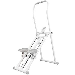 Imagine SPORTNOW Stepper Vertical Fitness cu Mânere Reglabile pe 3 Niveluri, Display LCD și Design Pliabil, 90x50x133 cm, Alb | Aosom Romania