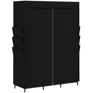 Imagine HOMCOM Garderobă Textilă cu 3 Bare și 3 Rafturi, Oțel și Material Netesut, 130 x 45 x 167 Cm, Negru | Aosom Romania