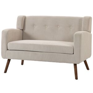 Imagine HOMCOM Canapea 2 locuri 118 cm cu aspect corduroy, capitonaj cu nasturi, canapea tapițată modernă și confortabilă cu picioare din lemn pentru spații mici | Aosom Romania