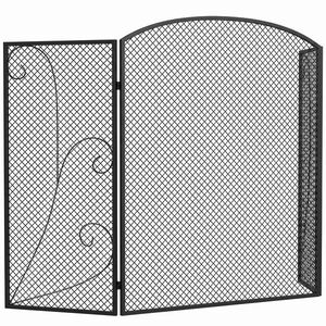 Imagine HOMCOM Parascântei Șemineu Pliabil 3 Panouri Metal Electrostatic, Gata Utilizare, 133x1x77cm, Negru | Aosom Romania