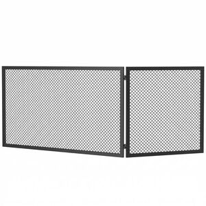 Imagine HOMCOM Parascântei Pliabil pentru Șemineu, 2 Panouri, din Metal Vopsit, Gata de Utilizare, 140 x 1 x 50 cm, Negru | Aosom Romania
