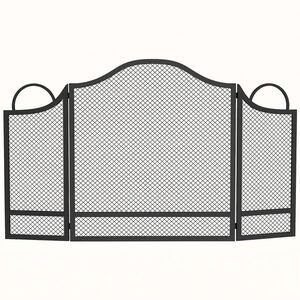 Imagine HOMCOM Paravan pentru Șemineu Pliabil cu 3 Panouri, Protecție Anti-Scântei, Metal, 122x1x74 cm, Negru | Aosom Romania