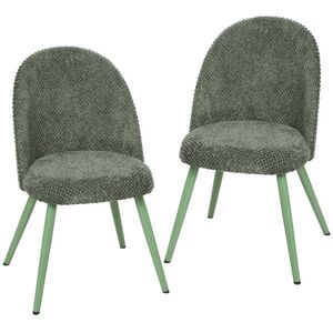 Imagine HOMCOM Set 2 Scaune pentru Dining din Catifea cu Șezut Tapițat, Verde Închis | Aosom Romania