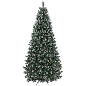 Imagine HOMCOM Brad Crăciun Artificial 210cm, 998 Ramuri Ninse Conuri Pin, Deschidere Automată, Bază Pliabilă, Verde | Aosom Romania