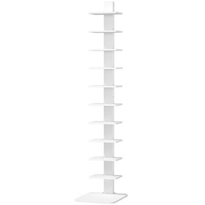 Imagine HOMCOM Bibliotecă Verticală cu 11 Rafturi, Structură din Oțel, Economie Spațiu, 34, 5x41, 5x163, 5 cm, Alb | Aosom Romania