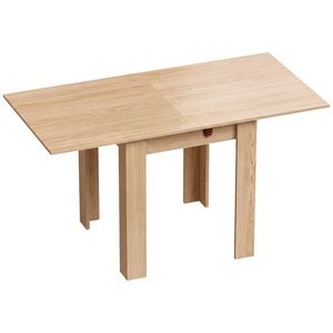 Imagine HOMCOM Masă de Dining Pliabilă pentru 4 Persoane, Rabatabilă cu Ghidaje din Oțel, PAL, 140x70x77 cm, Stejar | Aosom Romania