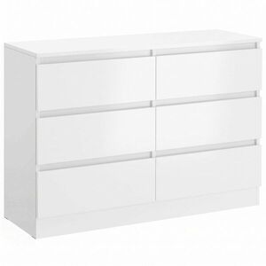 Imagine HOMCOM Comodă cu Sertare 6 Sertare Modernă cu Mânere Integrate Ascunse, Economisire Spațiu, PAL, 100x35x69 cm, Alb | Aosom Romania