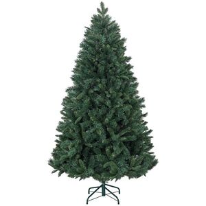 Imagine HOMCOM Pom de Crăciun Artificial, Brad Realist Pliabil cu Design cu Balamale și Bază Metalică, Ø102x180 cm, Verde | Aosom Romania
