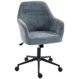 Imagine HOMCOM Scaun de birou ergonomic, fotoliu din șenilă cu înălțime reglabilă, funcție balans, albastru | Aosom Romania