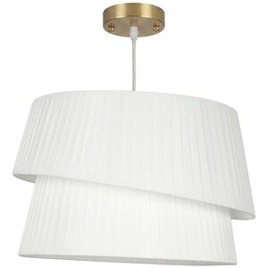 Imagine HOMCOM Lampă suspendată elegantă cu abajur dublu, reglabilă pe înălțime, pentru living, Alb | Aosom Romania