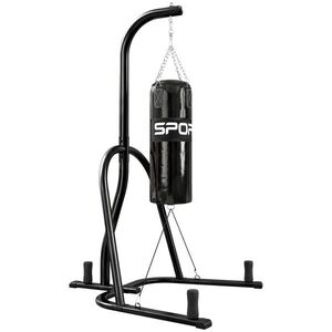 Imagine SPORTNOW Sac de Box cu Suport Autoportant pentru Adulți, Sac 20 kg, Structură Oțel, 141x123x220 cm, Negru | Aosom Romania