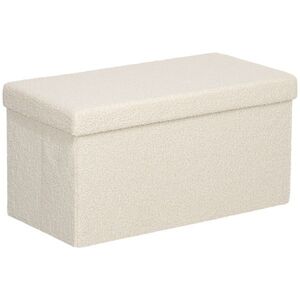 Imagine HOMCOM Bancă de depozitare 84 L, Puf pliabil căptușit din pluș teddy, Capăt de pat, Sarcină 120 kg, 76 x 38 x 38 cm, Crem | Aosom Romania