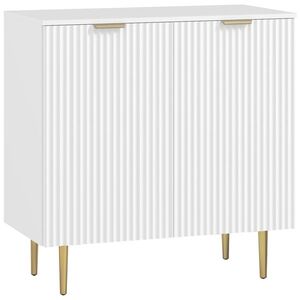 Imagine HOMCOM Bufet de bucătărie, Mobilier de depozitare cu 2 uși, Etajeră reglabilă, Picioare metalice ridicate, 80 x 40 x 80 cm, Alb | Aosom Romania