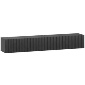 Imagine HOMCOM Mobilier TV suspendat 140cm, suport TV pentru televizoare până la 183 cm, 2 uși rabatabile, 140x25x22cm, negru | Aosom Romania