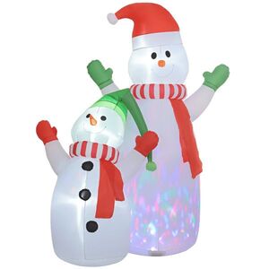 Imagine Outsunny Om de zăpadă gonflabil de Crăciun, 240 cm, decorațiune gonflabilă de Crăciun cu lumini LED, alb | Aosom Romania