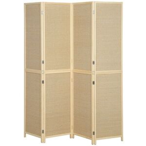 Imagine HOMCOM Paravan interior din bambus 4 panouri 180x180cm, separator de cameră pliabil și portabil, stil boem, lemn natural | Aosom Romania