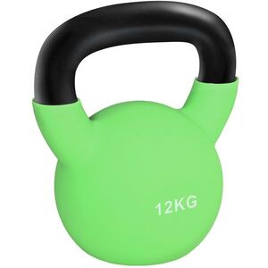 Imagine HOMCOM gantera Kettlebelle acoperit cu neopren, fonta solida, 12 kg, verde
