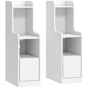 Imagine HOMCOM Set de 2 noptiere cu stație de încărcare, noptiere moderne cu sertar, polițe deschise, alb | Aosom Romania