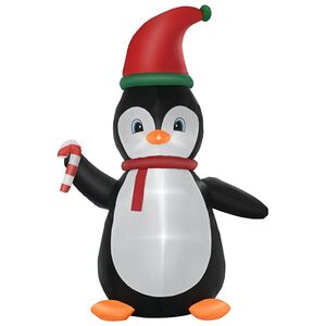 Imagine HOMCOM Decor gonflabil de Crăciun, pinguin de Crăciun gonflabil de 2, 5 m cu 3 LED-uri, 162 x 100 x 250 cm, multicolor | Aosom Romania